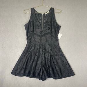 Charlotte Russe Black Lace Romper Womens Small Sleeveless V Neck Fit Flare